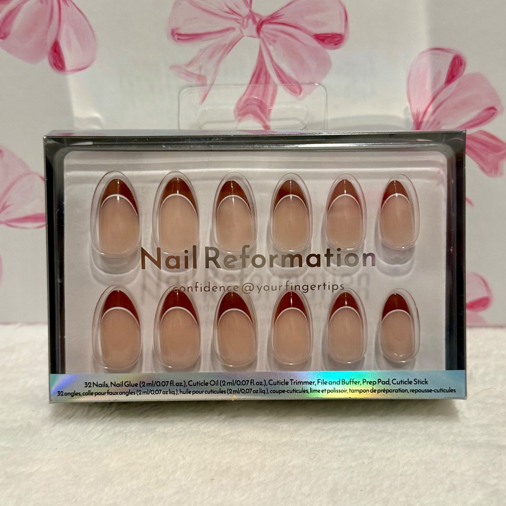 Nail Reformation French Tip Almond‎ Press On Nails Set Brown french tips